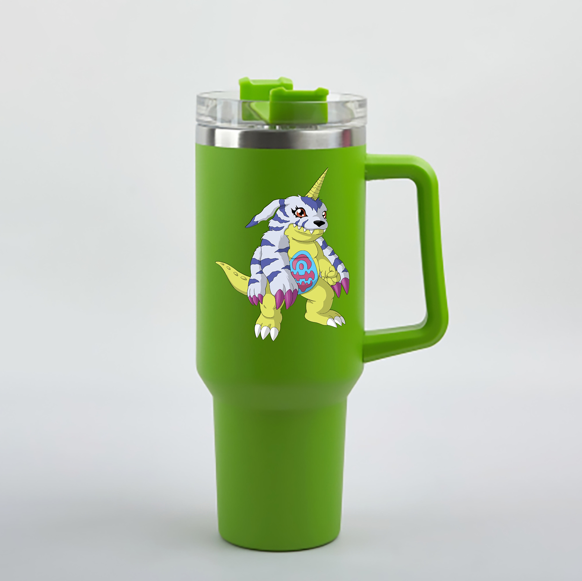 （画像用） Digimon デジタルモンスター/デジモン 1200mL車用タンブラー - クリスタルステッカー（プラスチックストロー付き）